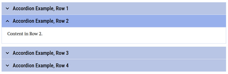 Example of an open accordion with content in it. The text inside is irrelevant.