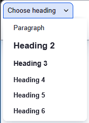 heading dropdown tool