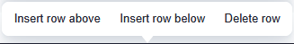 insert row menu (above, below, delete)