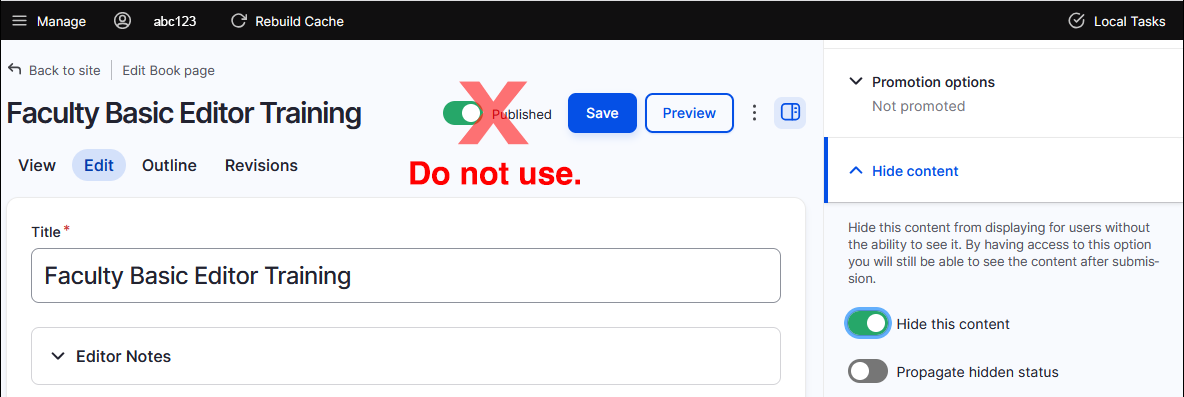 Do Not Use Publish Button